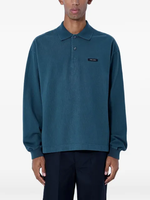 Prada piqué long-sleeved polo shirt