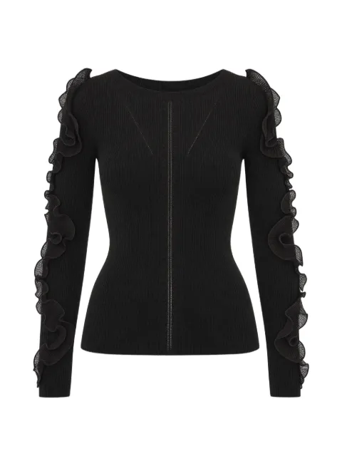LIU JO ruffled ribbed-knit sweater