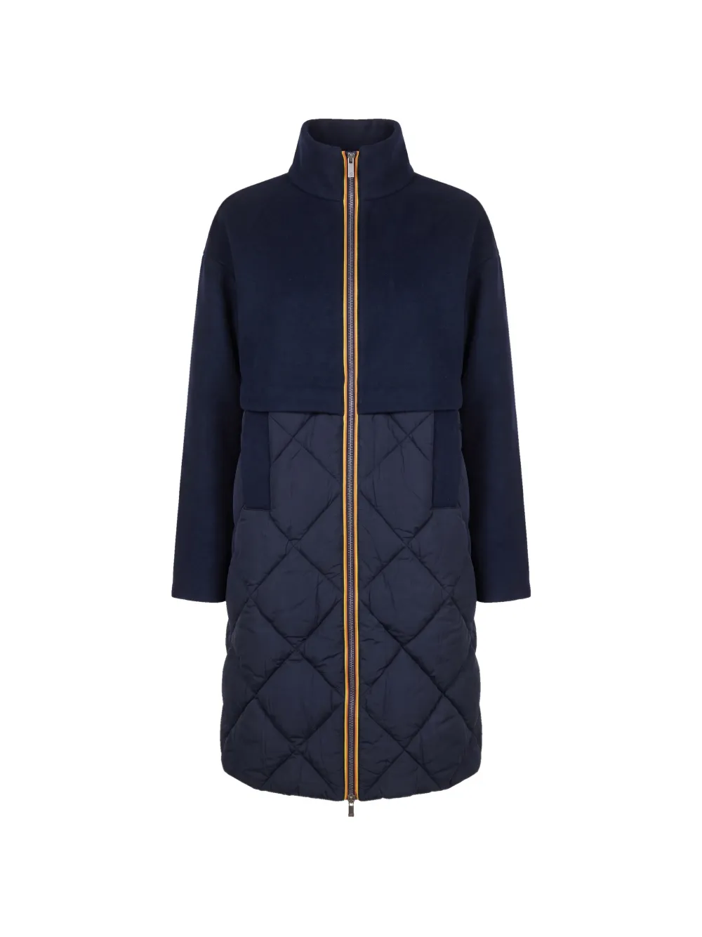 K-Way quilted panelled coat - Blu