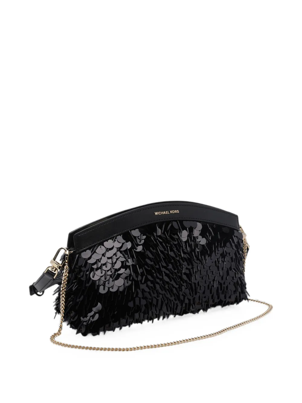 Michael Kors Athena small metallic sequin-embellished convertible clutch Zwart