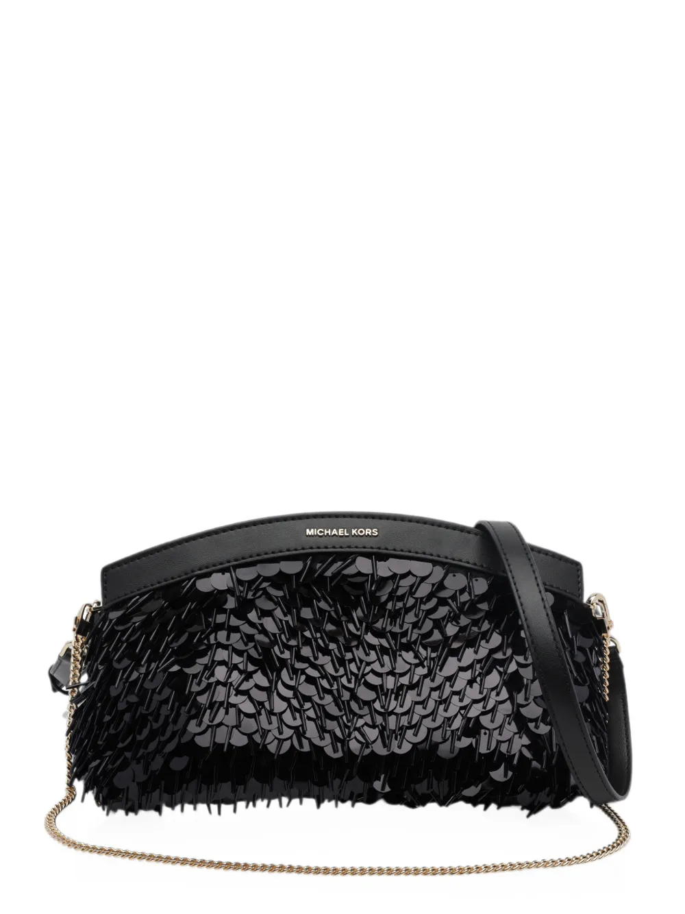 Michael Michael Kors Athena small metallic sequin-embellished convertible clutch - Nero
