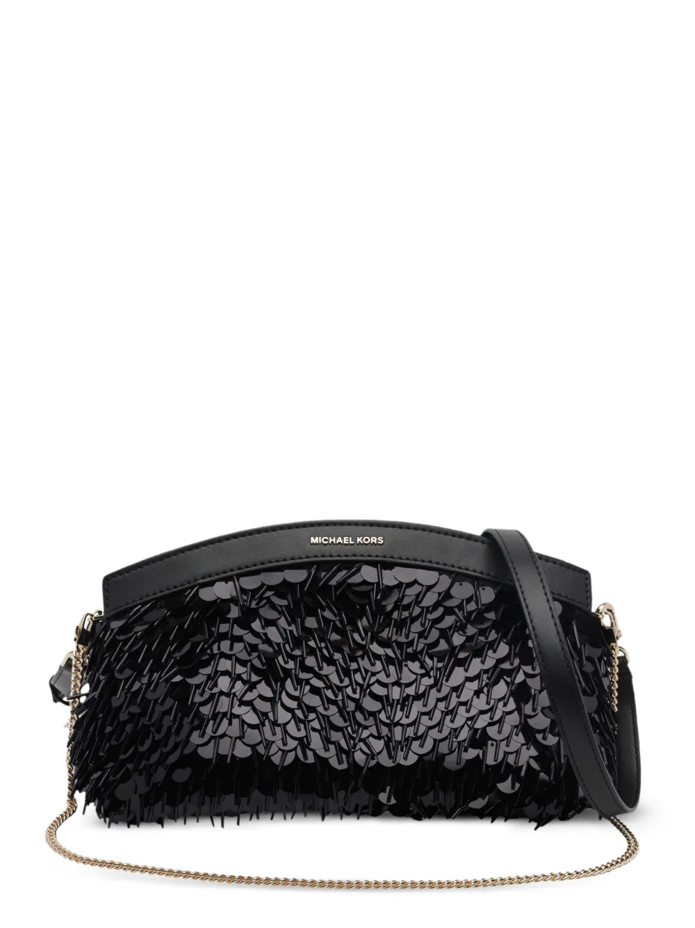Michael Michael Kors Athena small metallic sequin-embellished convertible clutch - Schwarz