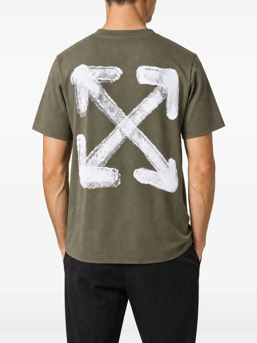 Off-White Slim-fit T-shirt met Arrows-print Groen