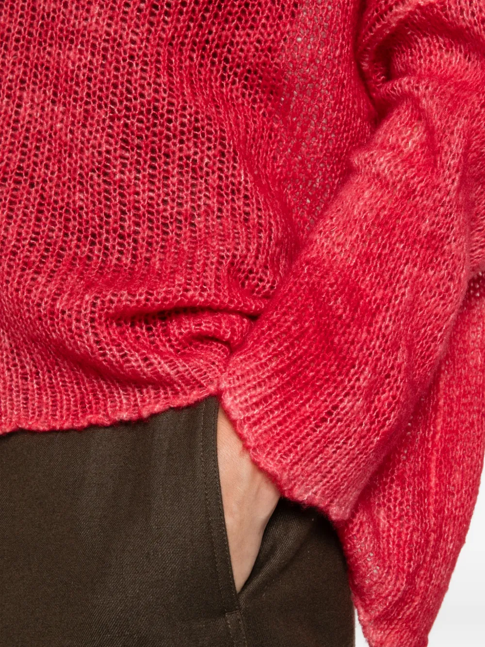 Avant Toi Opengebreide trui met V-hals Rood