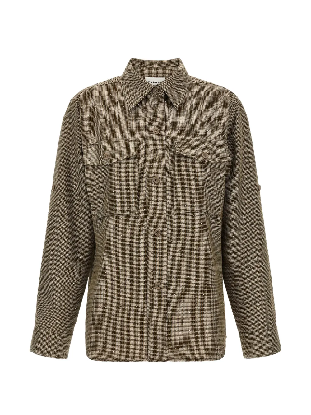 P.A.R.O.S.H. rhinestone-embellished houndstooth shirt - Marrone