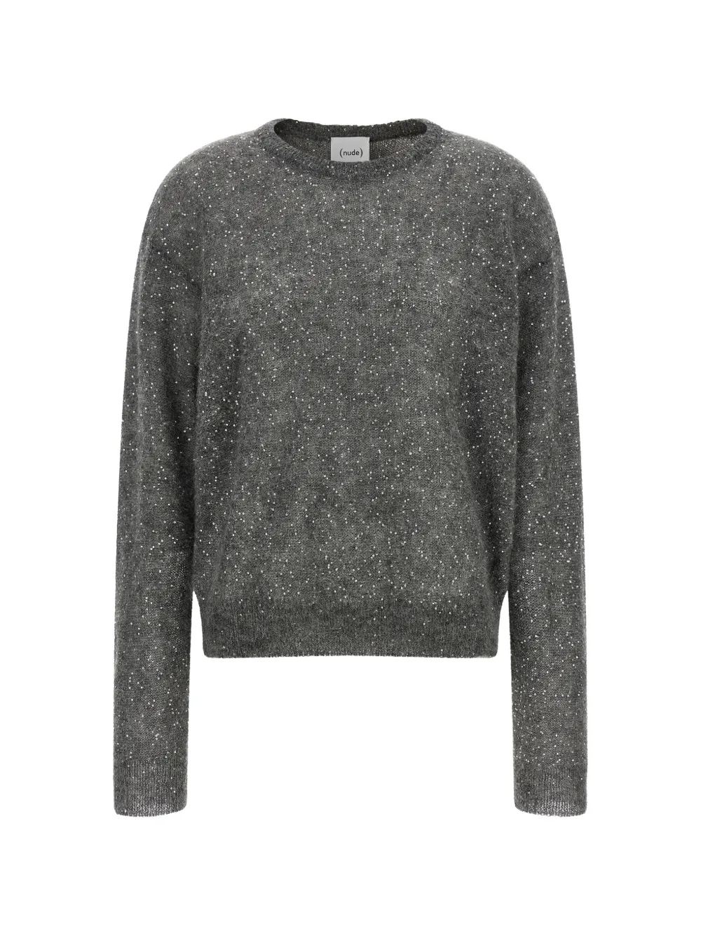 Nude micro-sequin textured-knit sweater - Grigio