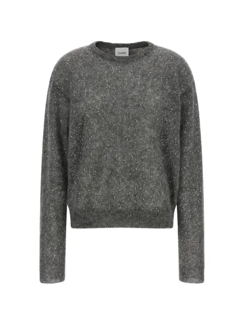 Nude micro-sequin textured-knit sweater