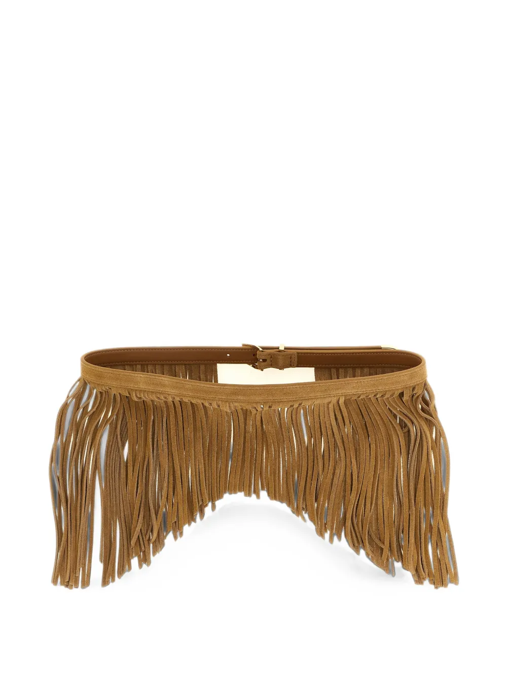 PINKO Suède riem met franje en juwelen details 1 7 cm Bruin
