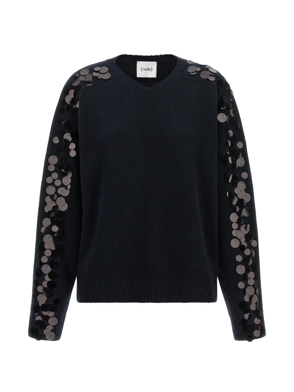 Nude sequin-embellished V-neck sweater - Bleu Nude sequin-embellished V-neck sweater - Bleu