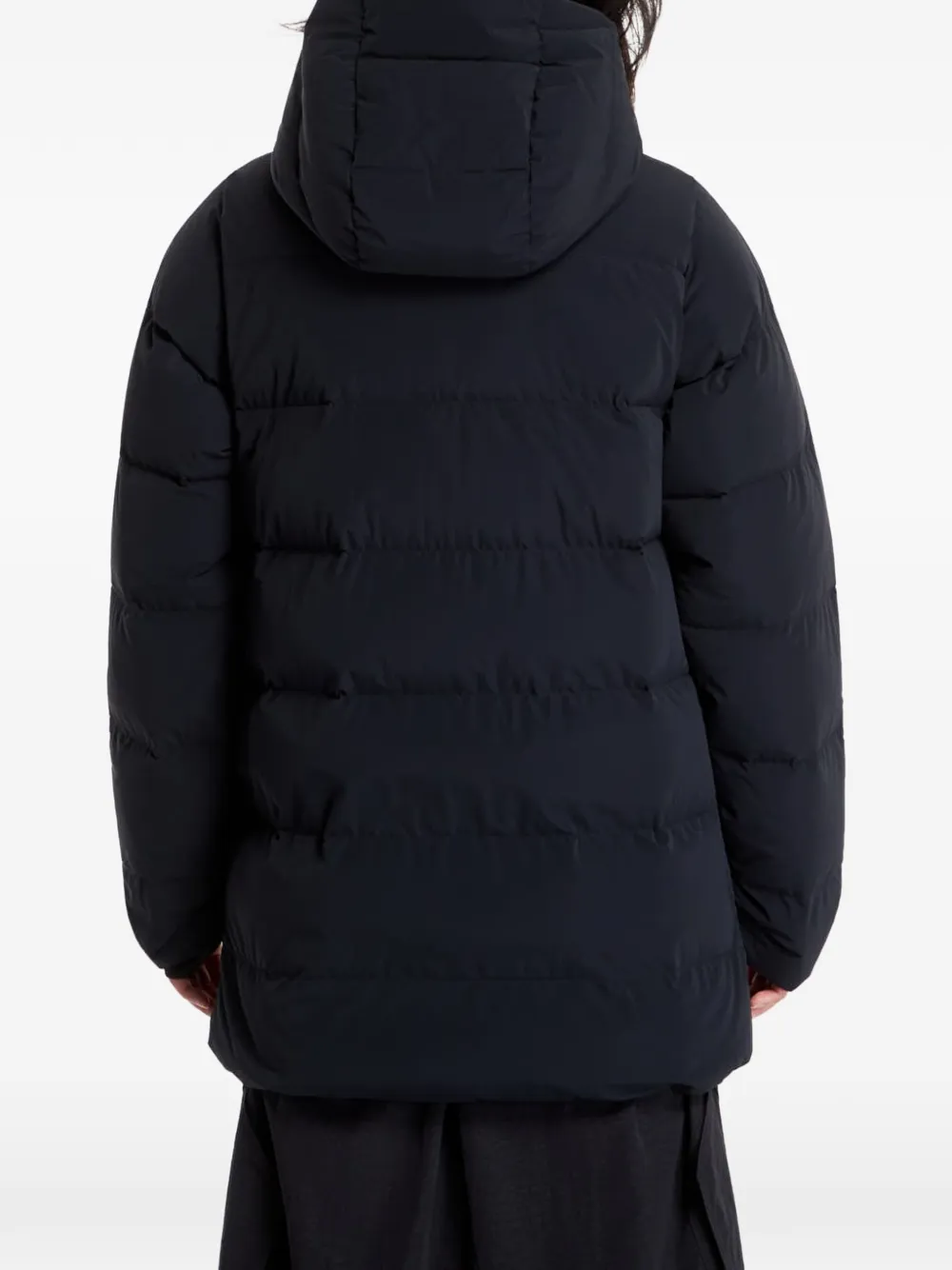 Columbia logo-print hooded coat Zwart