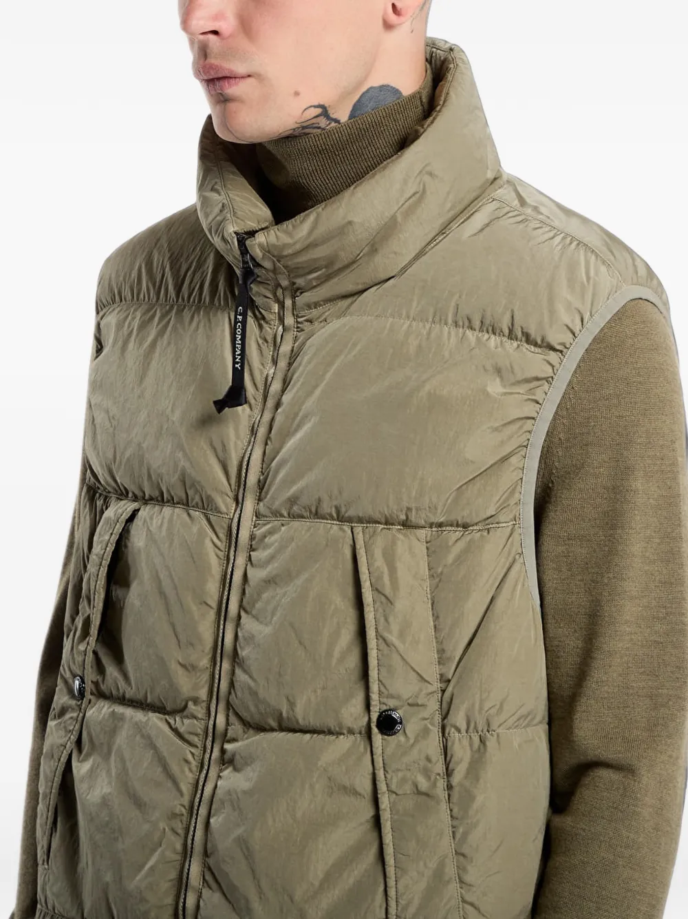 C.P. Company Gewatteerde bodywarmer met hoge hals Groen
