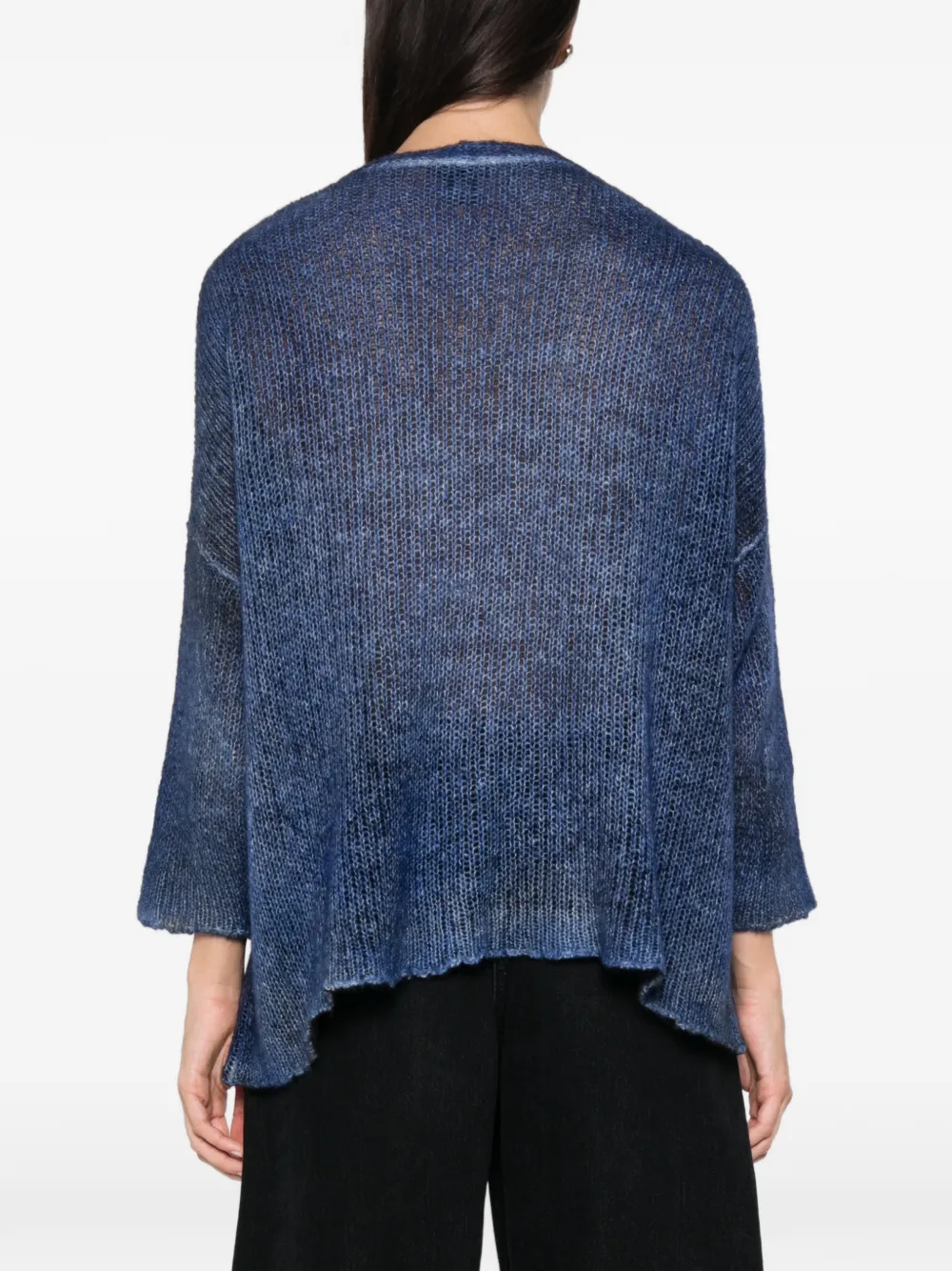 Avant Toi Opengebreide trui met V-hals Blauw