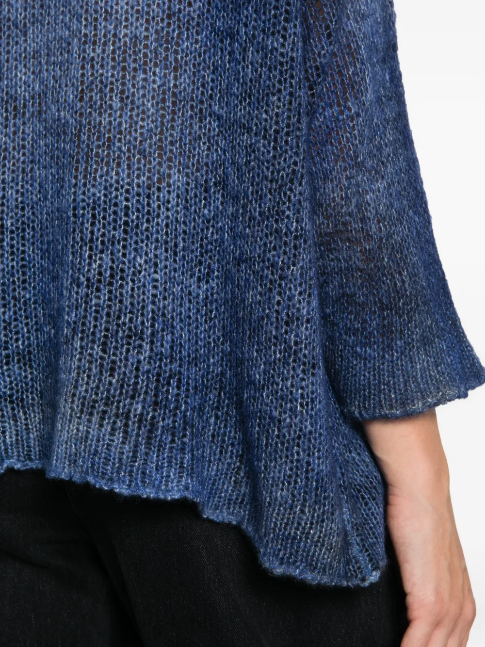 Avant Toi Opengebreide trui met V-hals Blauw