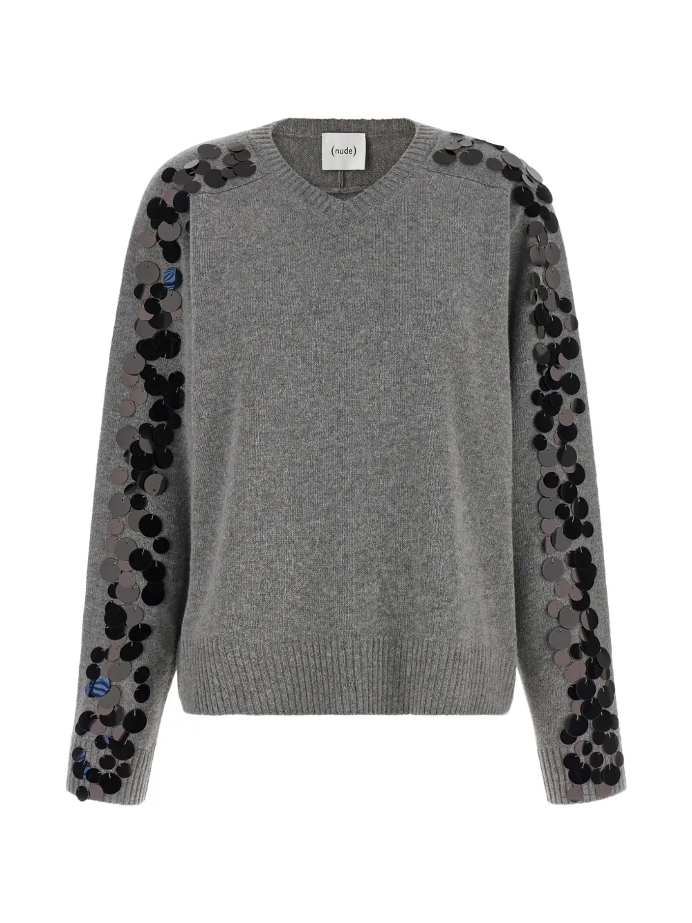 Nude sequin-embellished V-neck sweater - Gris Nude sequin-embellished V-neck sweater - Gris