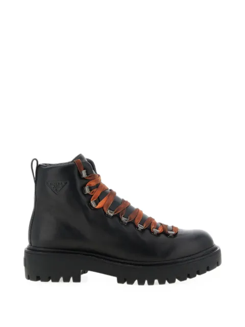 Prada leather lace-up ankle boots