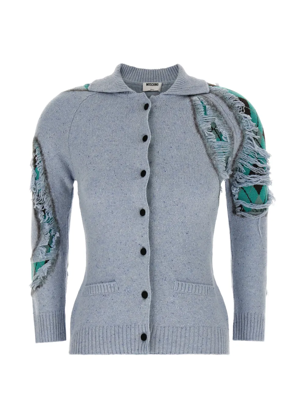 Moschino distressed argyle cardigan - Bleu Moschino distressed argyle cardigan - Bleu