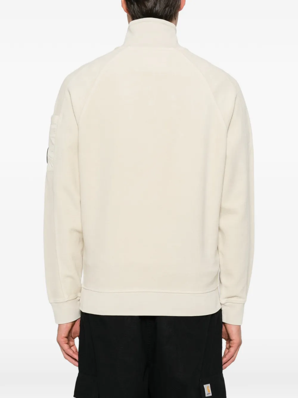 C.P. Company Lens-detail quarter-zip sweater Beige