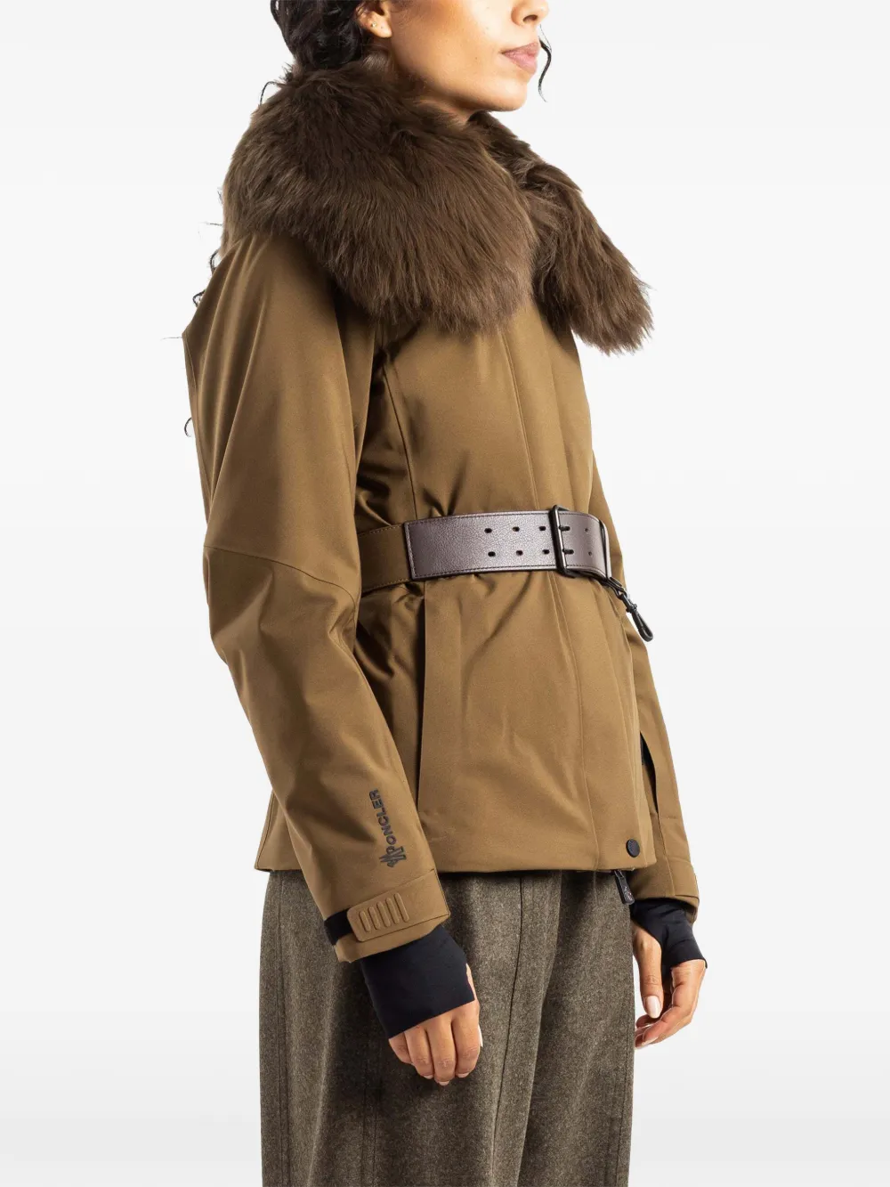 Moncler Grenoble Vizelles shearling-trimmed ski jacket Groen