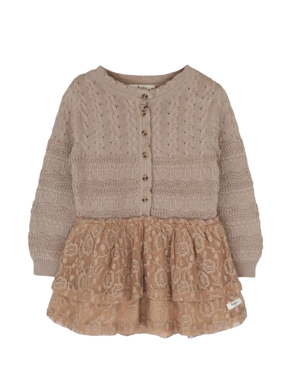 BAJE STUDIO Yole cable-knit layered dress - Tons neutres BAJE STUDIO Yole cable-knit layered dress - Tons neutres