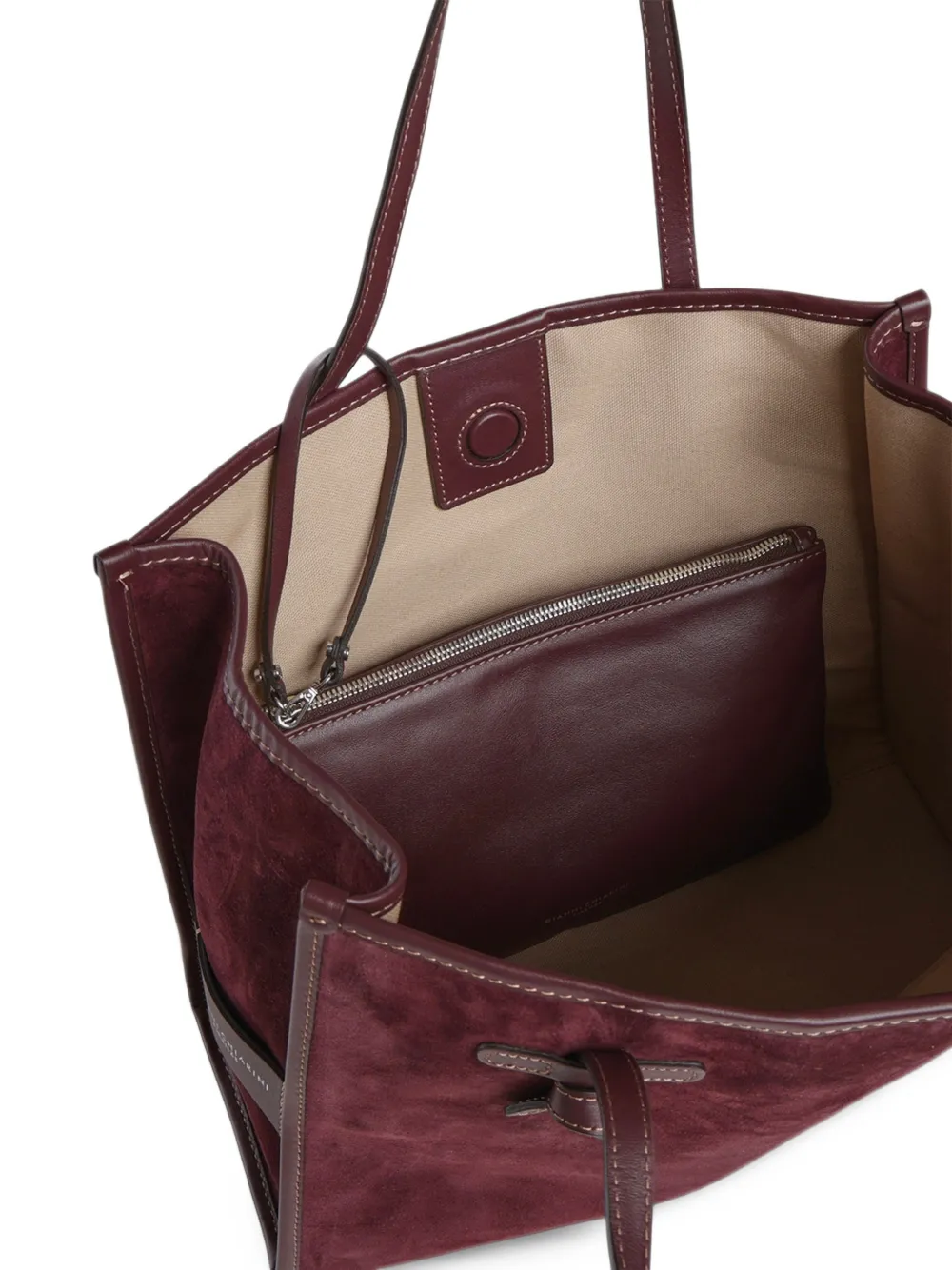 GIANNI CHIARINI Grote Marcella suède schoudertas met geknoopt detail Rood