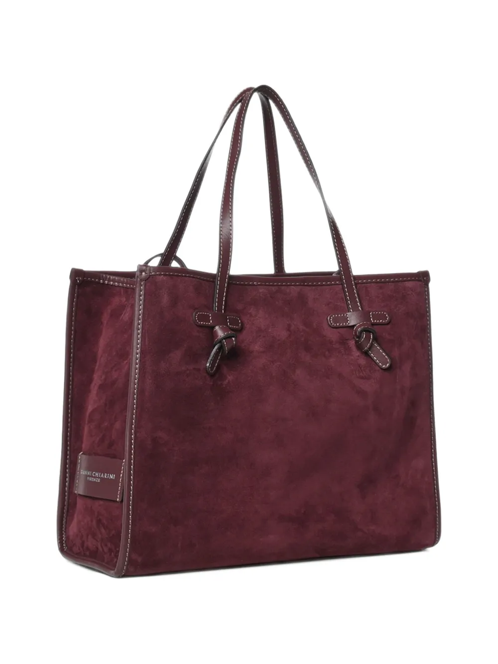 GIANNI CHIARINI Grote Marcella suède schoudertas met geknoopt detail Rood