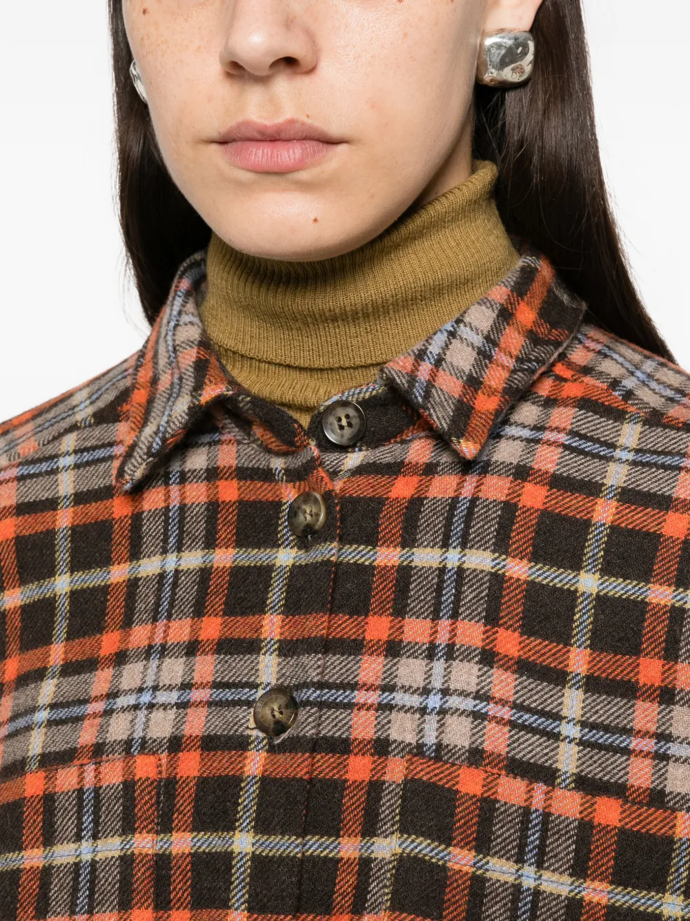 I BLUES Geruite blouse met gewelfde rand Oranje