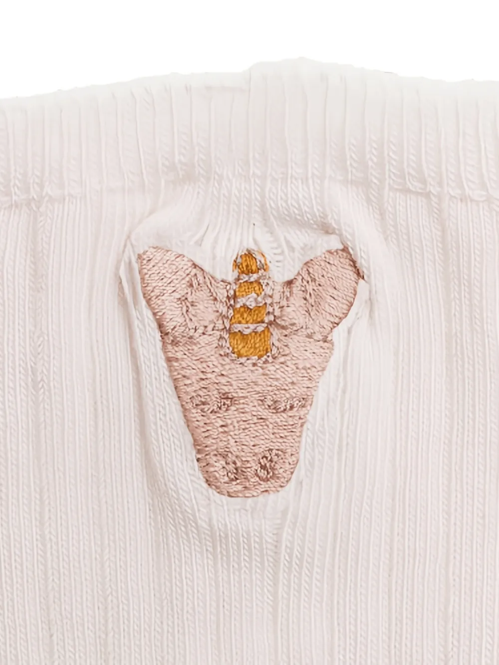 Donsje Bell Unicorn embroidered ribbed-knit socks Beige