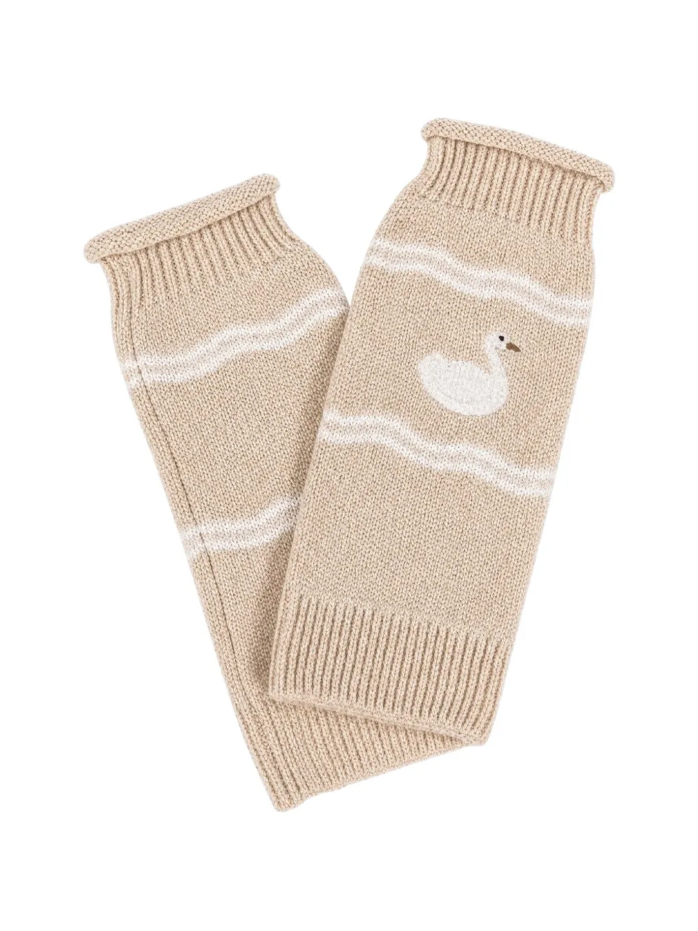 Donsje Noena swan-embroidered striped leg warmers - Toni neutri
