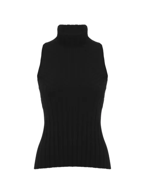 D.Exterior ribbed-knit sleeveless top