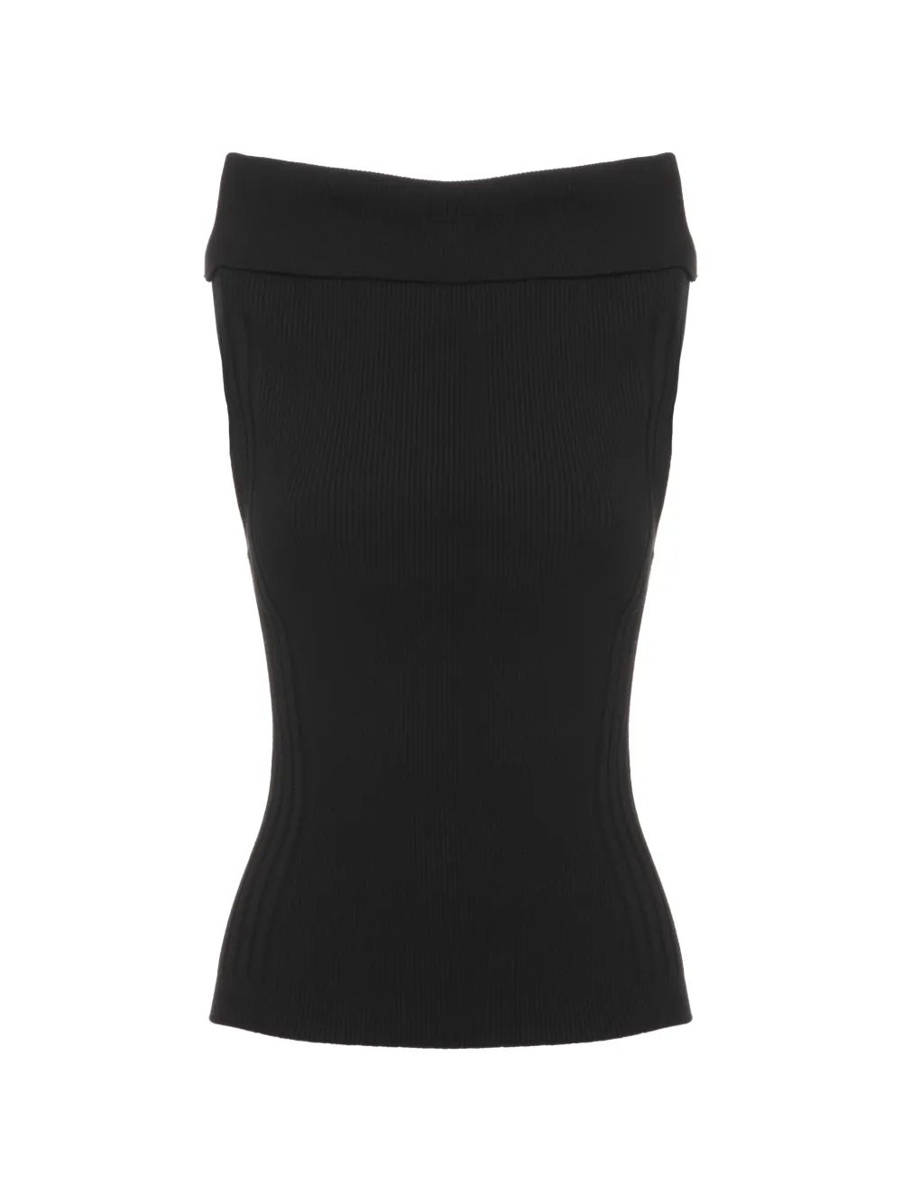 D.Exterior ribbed roll-neck top - Schwarz