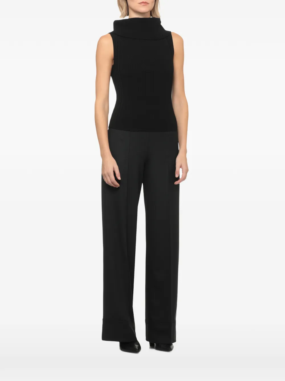 D.Exterior ribbed roll-neck top - Nero