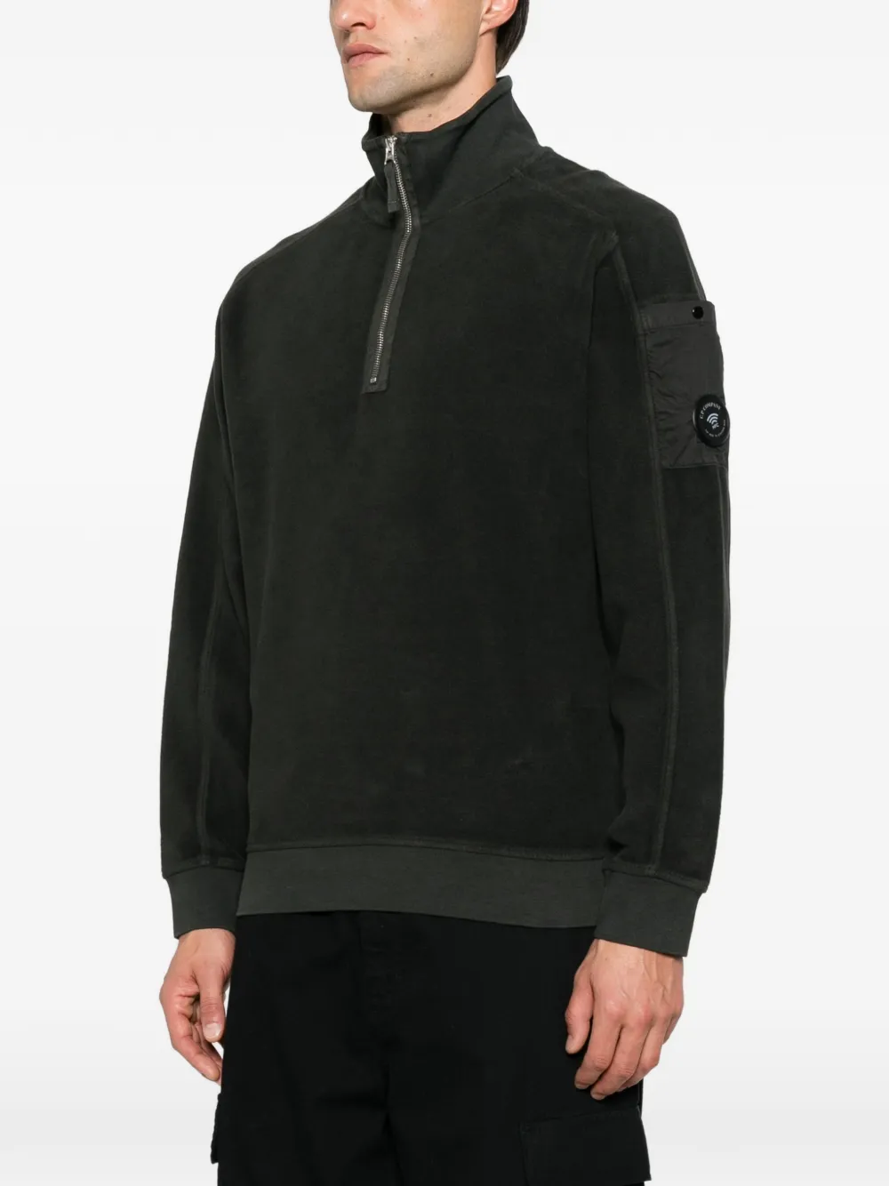 C.P. Company quarter-zip Lens-detail sweater Groen