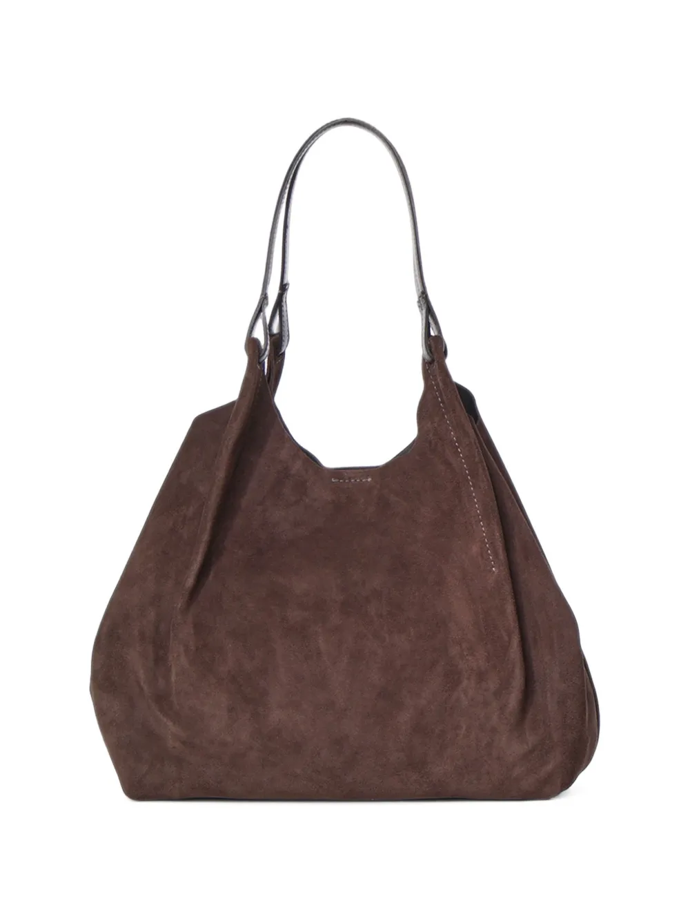 GIANNI CHIARINI large Dua suede logo-patch shoulder bag Bruin