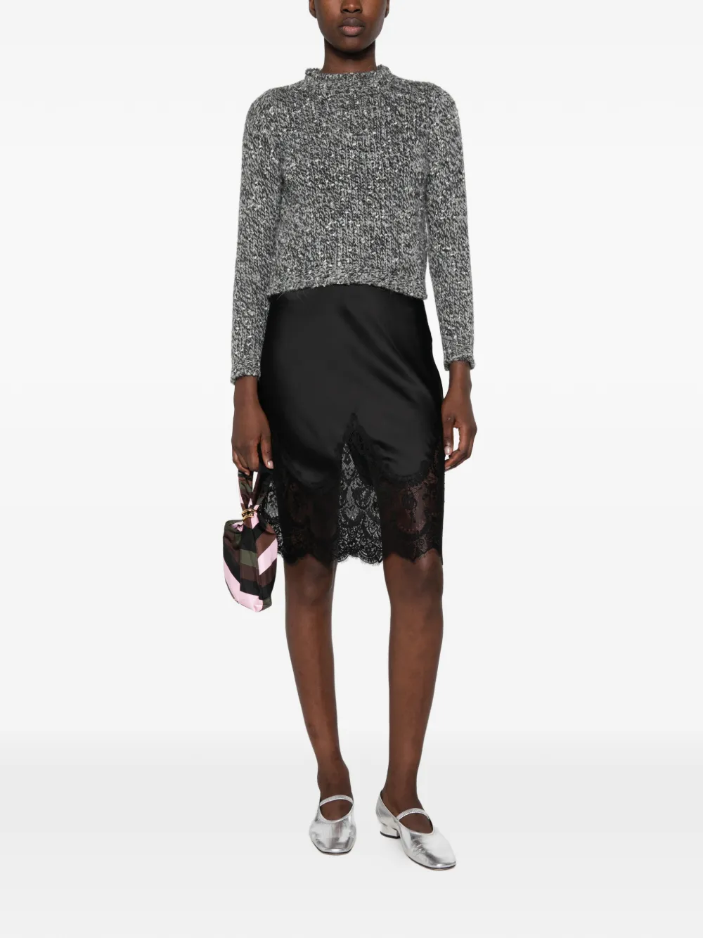 I BLUES marl-knit cropped sweater