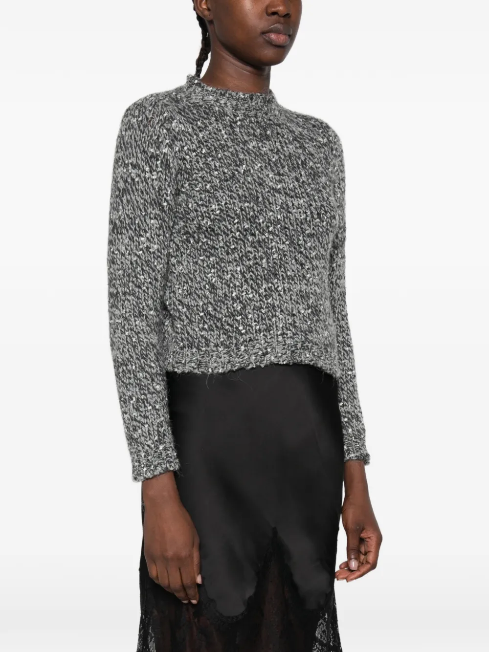 I BLUES Gemêleerd gebreide cropped trui Grijs