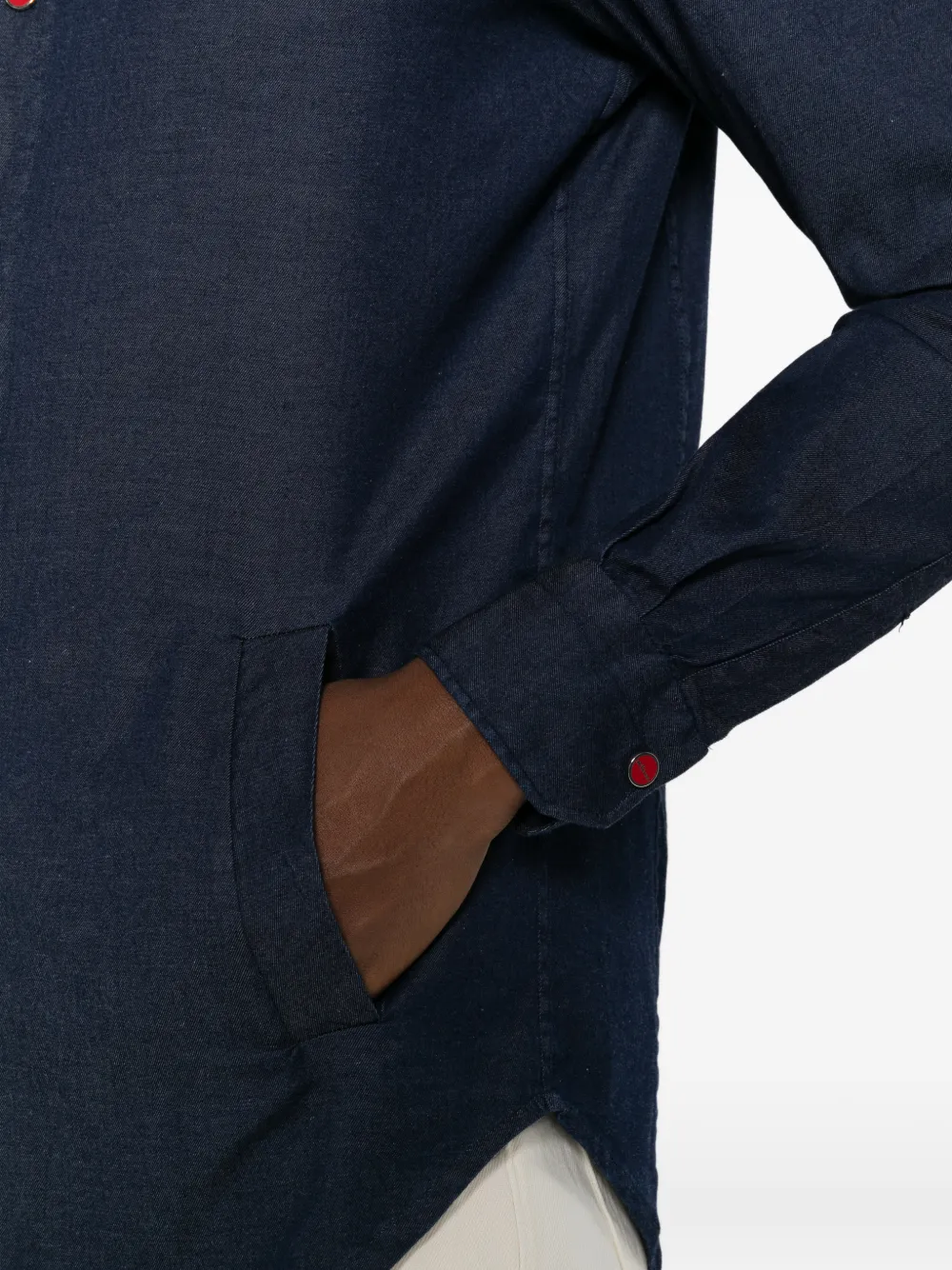 Kiton Mariano hooded button-fastening shirt Blauw