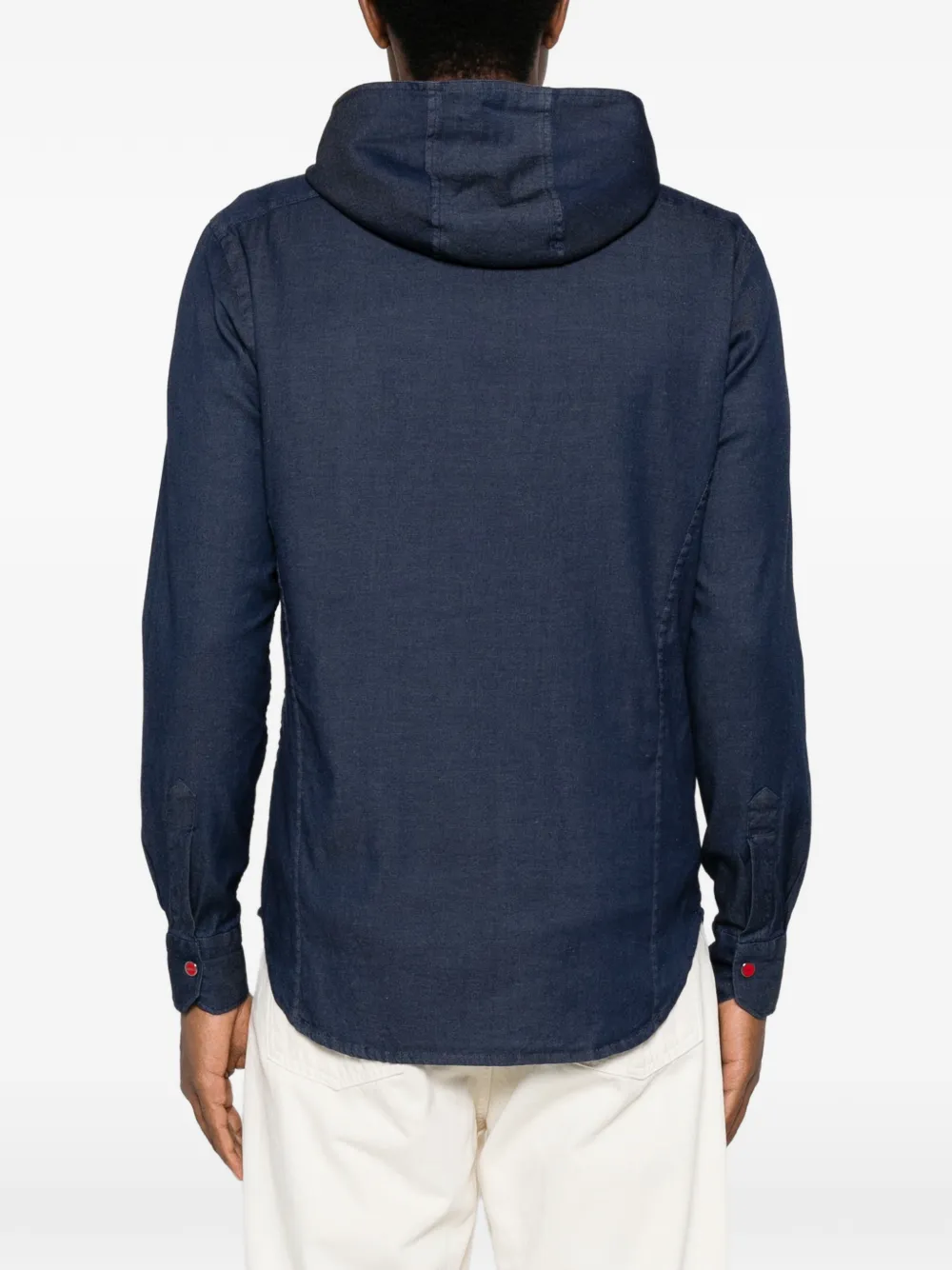 Kiton Mariano hooded button-fastening shirt Blauw