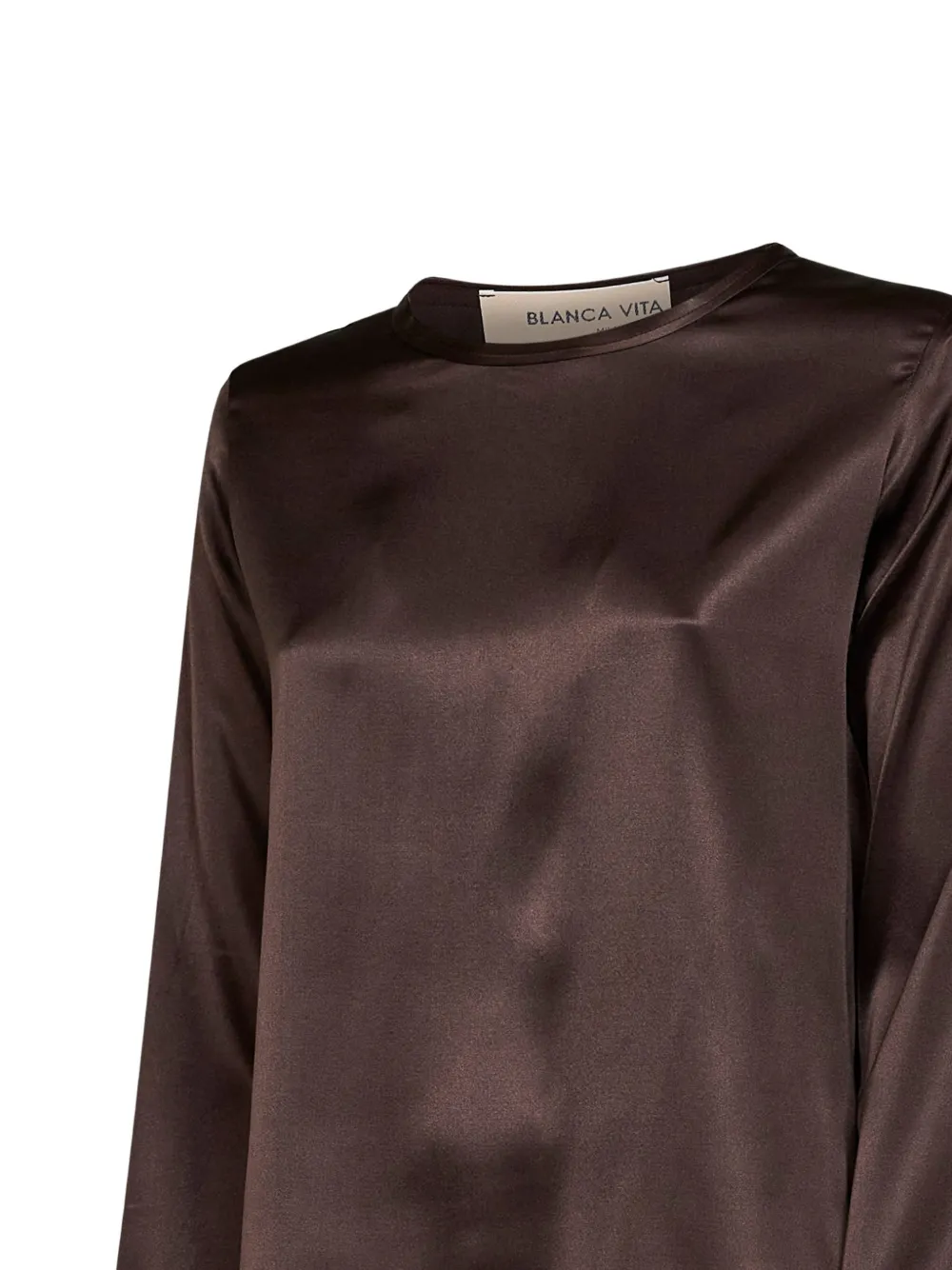 Blanca Vita Gerafelde blouse met lange mouwen Bruin