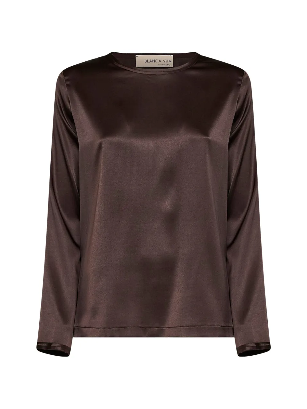 Blanca Vita raw-edge long-sleeve blouse - Marrone