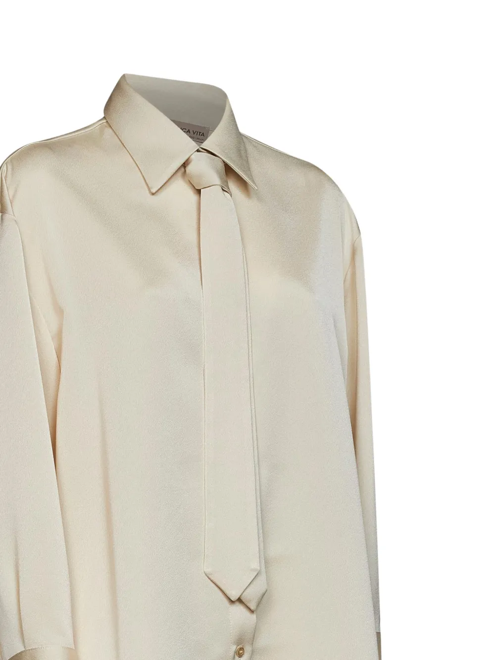 Blanca Vita Oversized blouse met afneembare strik Beige