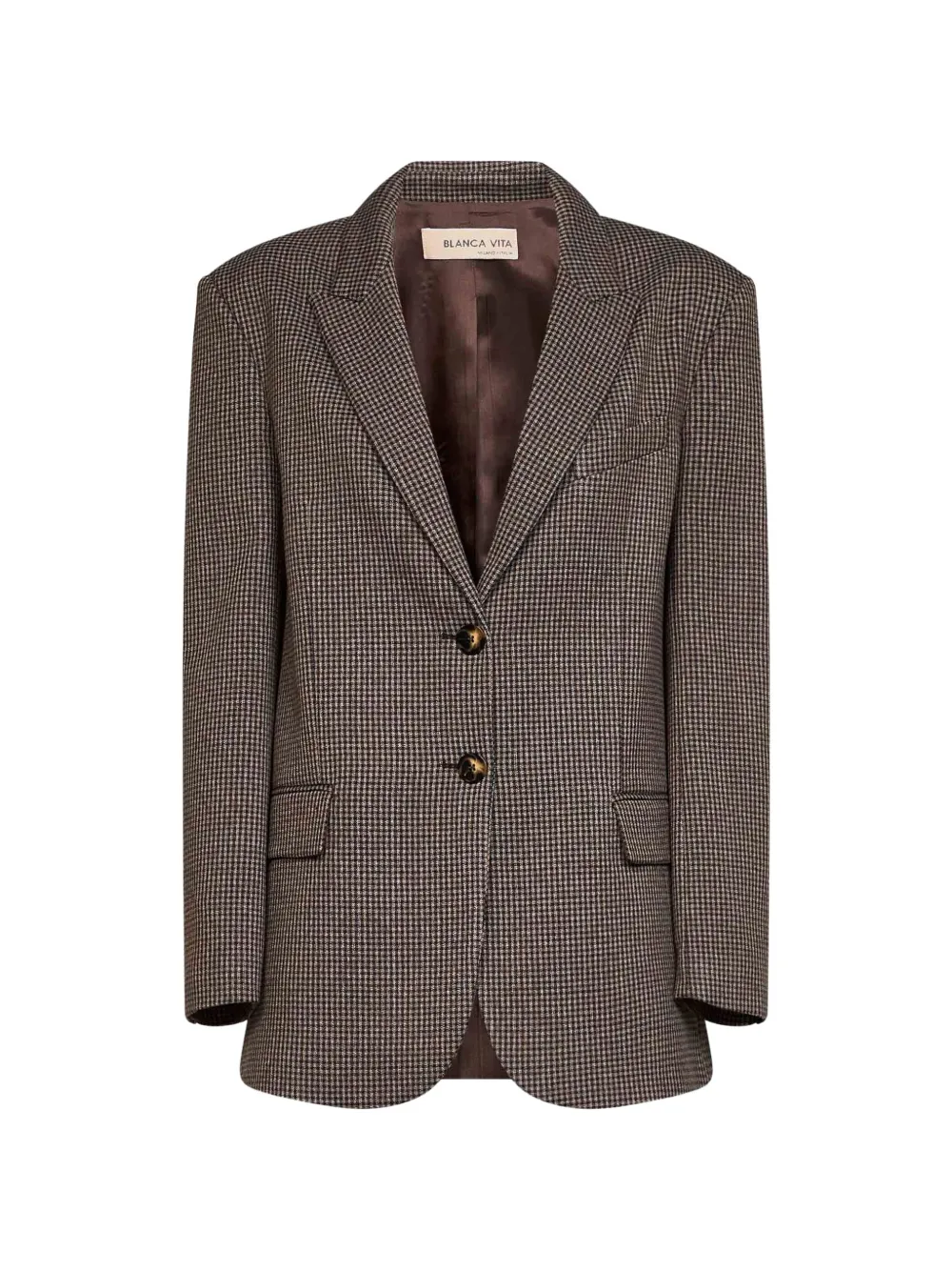 Blanca Vita houndstooth-pattern single-breasted blazer - Marrone