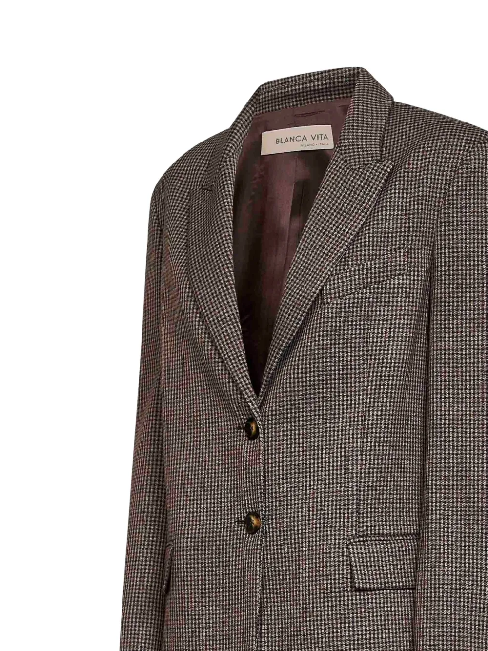Blanca Vita houndstooth-pattern single-breasted blazer Bruin