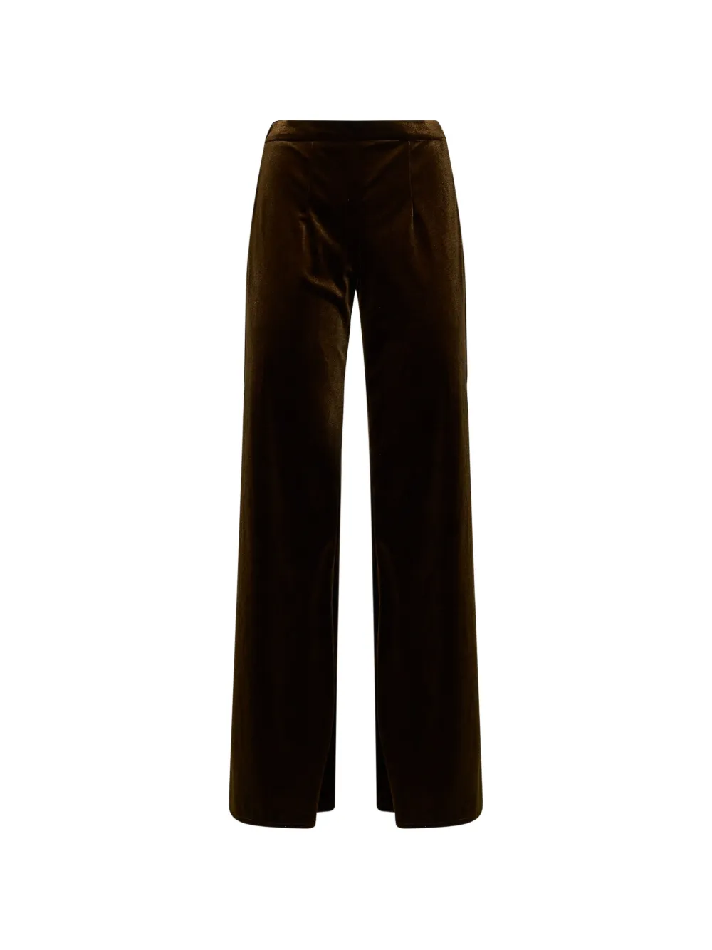 Blanca Vita Velvet-effect Flared Trousers In Brown