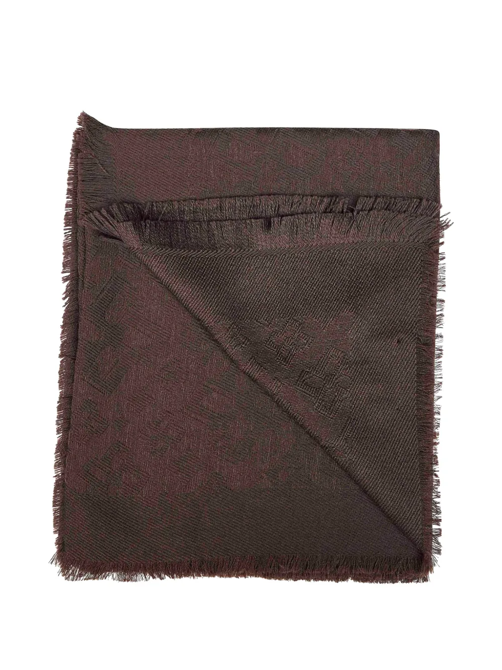 Tagliatore jacquard logo frayed scarf Bruin