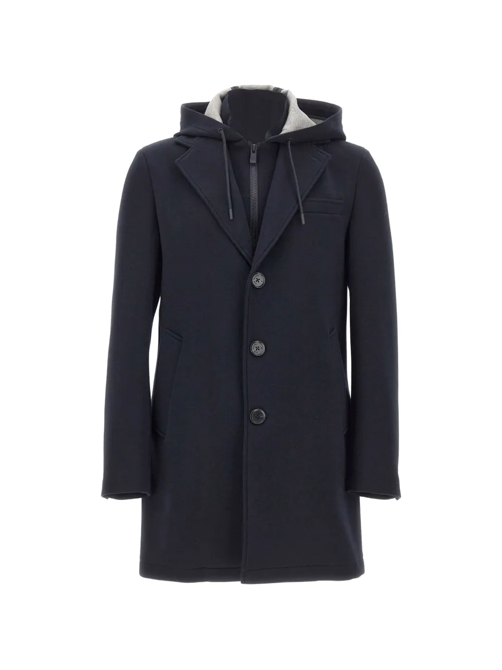 Manuel Ritz drawstring-hood bib-insert coat - Blu