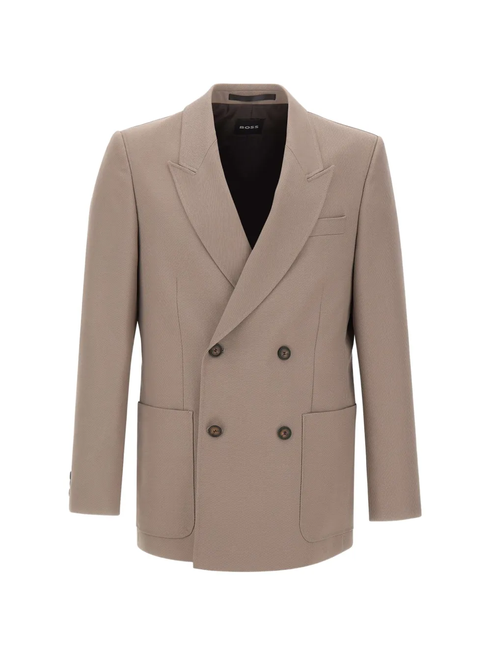 BOSS double-breasted micro-twill blazer - Toni neutri