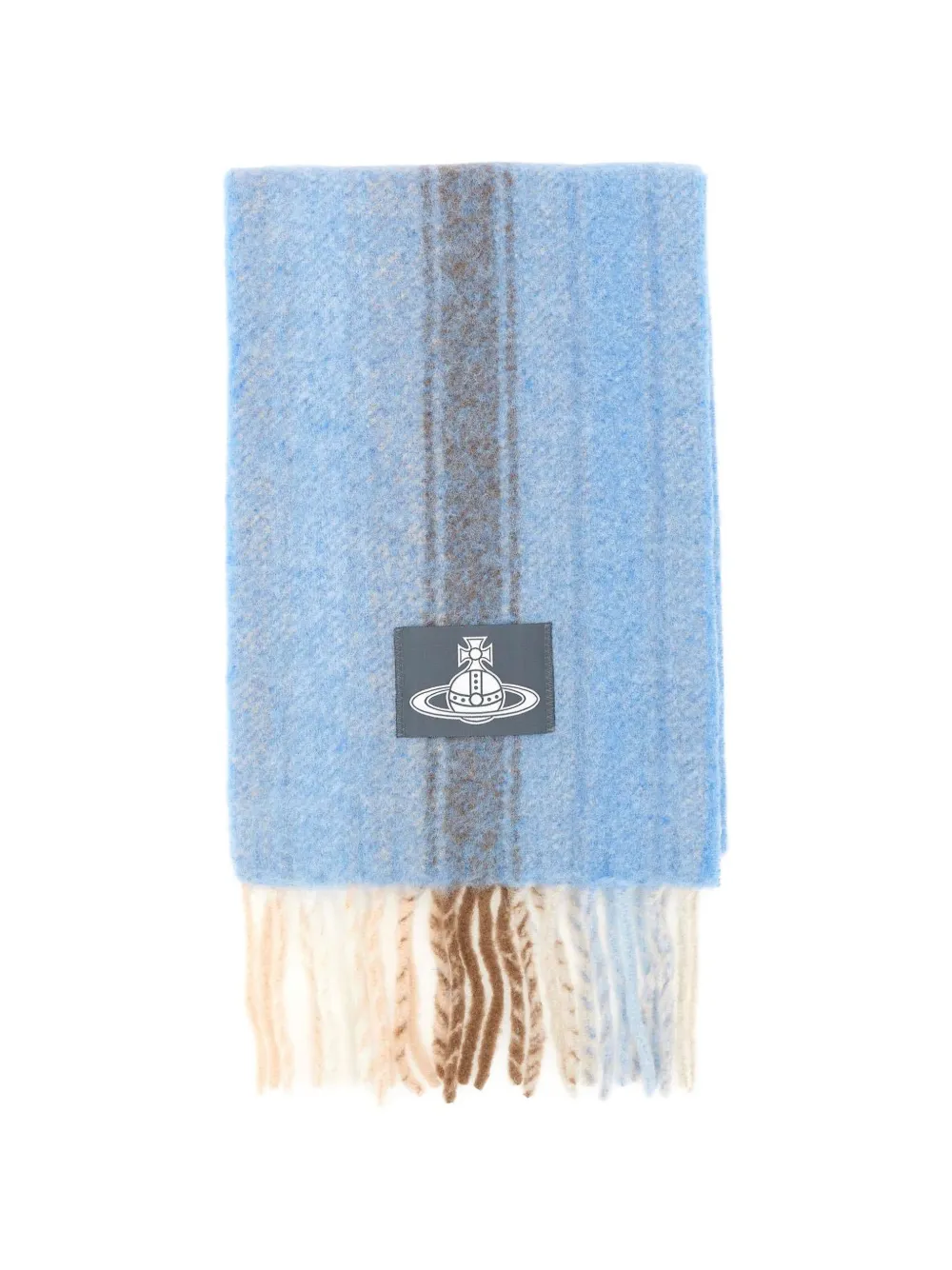 Vivienne Westwood striped logo-patch scarf - Blu