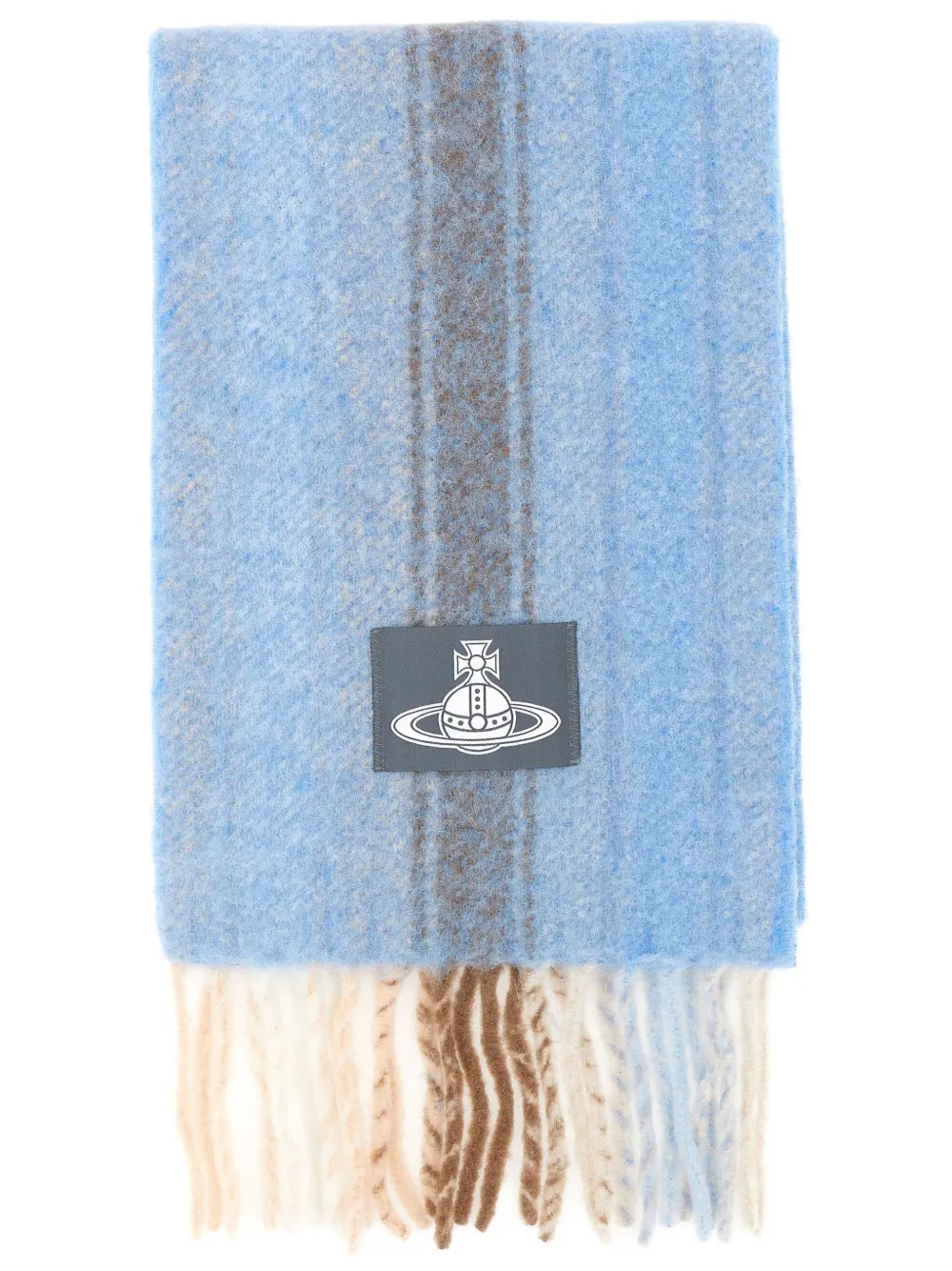 Vivienne Westwood striped logo-patch scarf Blauw