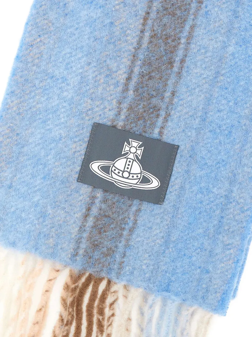Vivienne Westwood striped logo-patch scarf Blauw