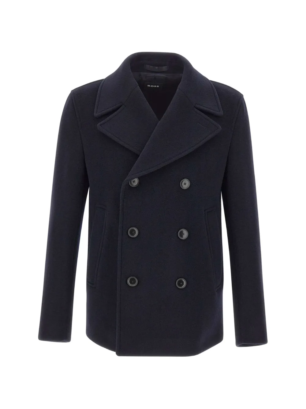 BOSS slim-fit double-breasted short coat in a wool blend - Blu